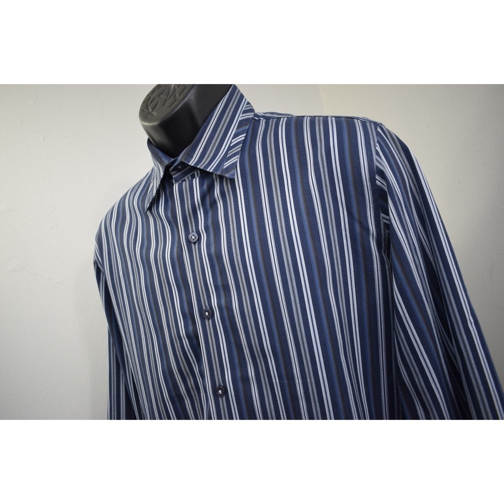 7 Diamonds Designer Button Up Dress Shirt Striped Long Sleeve Mens Size Medium